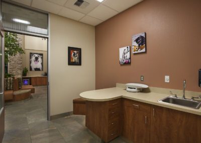 Examination room with counter and sink